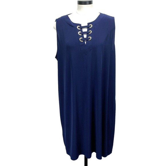 Michael Kors Bead Neck Sleeveless Dress Navy main image 1